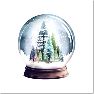 Snow globe with trees Posters and Art